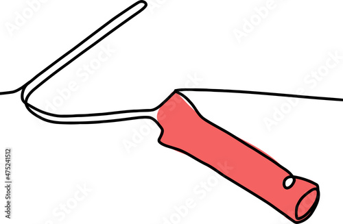 Continuous drawing line of roller handle construction tools. Painting equipment on a black and white background. Vector illustration