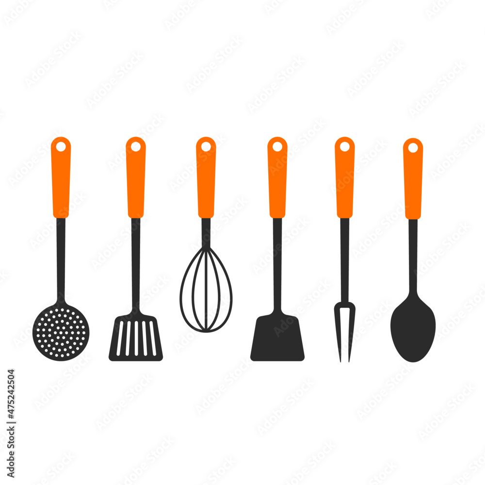 kitchen utensils Cooking Tools set culinary symbols Flat style vector illustration logo icons for hotels and restaurants