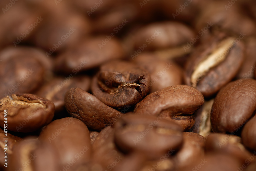 Naklejka premium Toasted coffee flakes macro close up