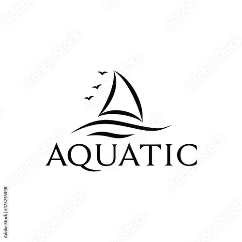 shark fin or letter a aquatic logo design vector illustration