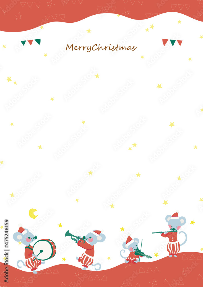 Fototapeta premium ねずみたちが祝福するクリスマスカード