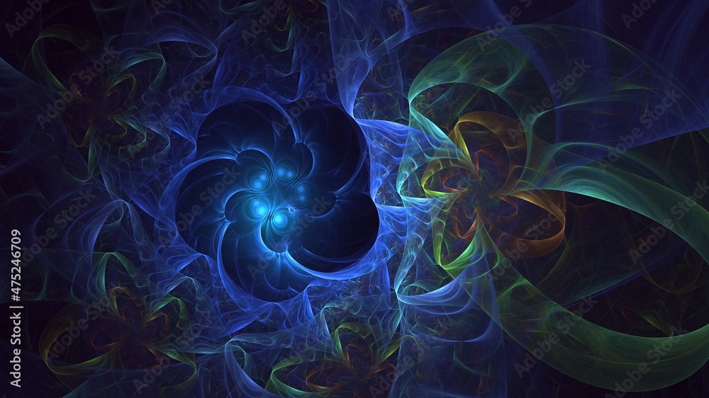 Fototapeta premium 3D rendering abstract blue fractal light background