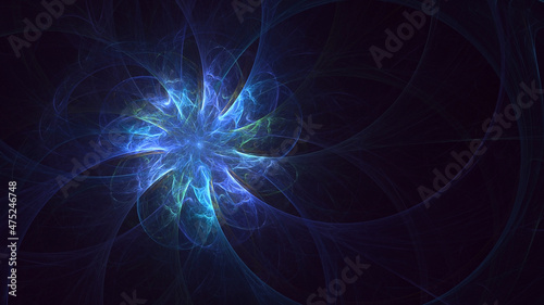 3D rendering abstract blue fractal light background