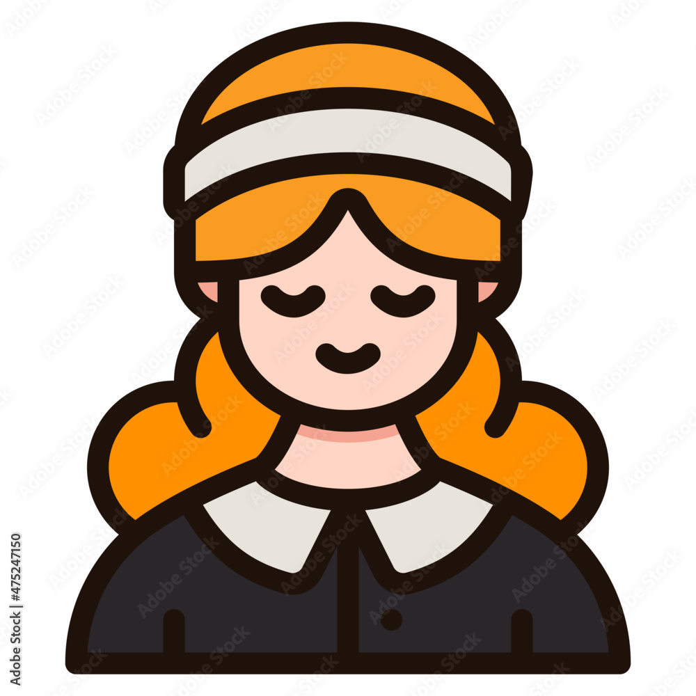 Obraz premium pilgrim filled outline icon