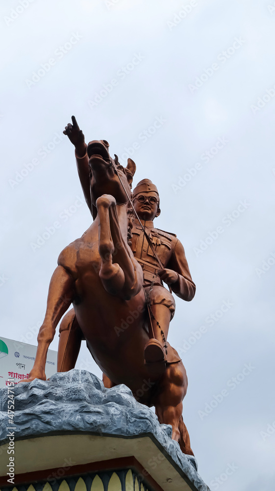 Statue of Netaji Shubhas Chadra Bose near Howrah Bridge, Kolkata, West  Bengal, India. Stock Photo | Adobe Stock