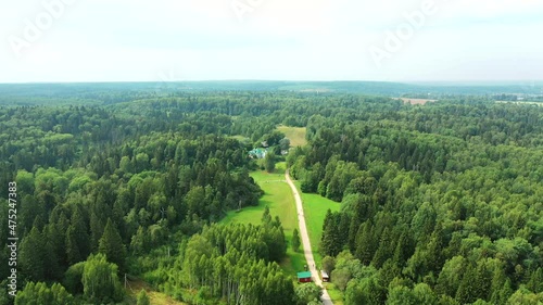 View from the top on the Manor Shakhmatovo state memorial museum of Russian poet Alexander Blok
