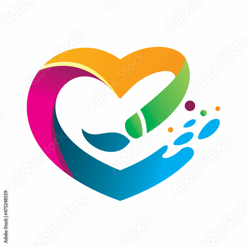 full color love art logo design