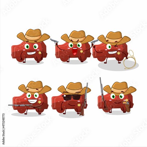Cool cowboy red car gummy candy cartoon character with a cute hat
