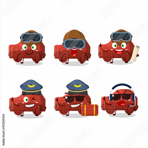 Pilot cartoon mascot red car gummy candy with glasses