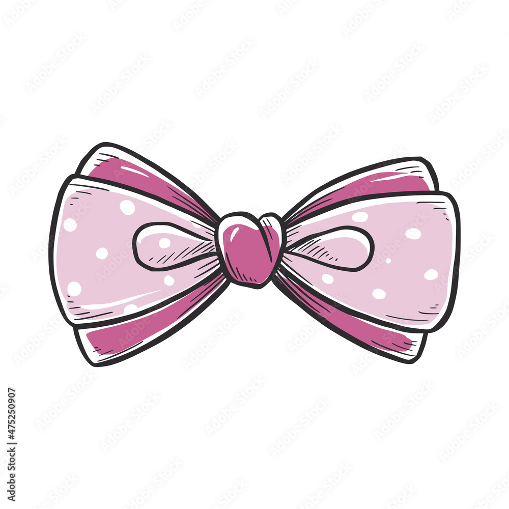 Tie bow color doodle sketch. Hand drawn sketch vintage ribbon neck bow for wedding, fashion element. Isolated vector illustration. Tie bow color doodle sketch. Hand drawn sketch vintage ribbon neck bow for wedding, fashion element. Isolated vector illustration.