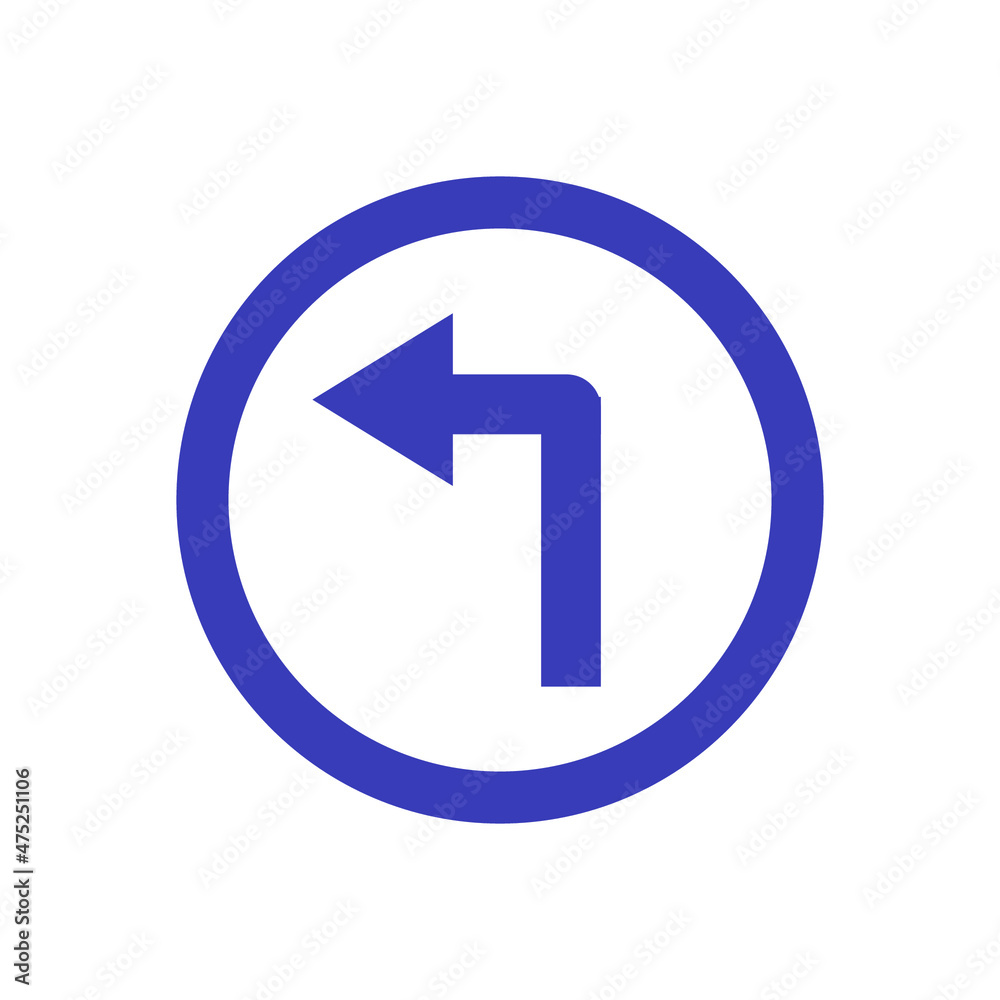 Road sign very peri turn left vector icon Road sign very peri turn left vector icon
