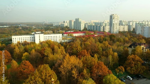 Top view of the Church of Alexander Nevsky in Lianozovo, Moscow