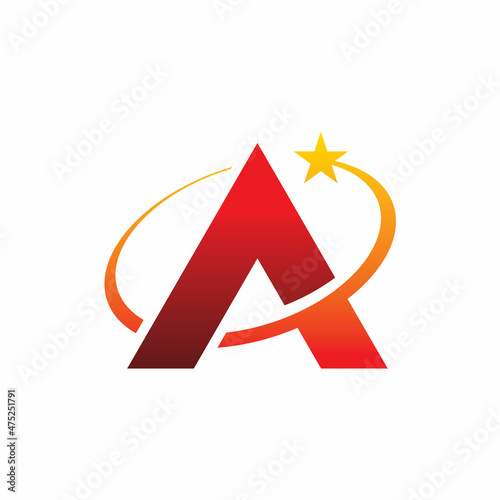 full color initial letter a star logo design