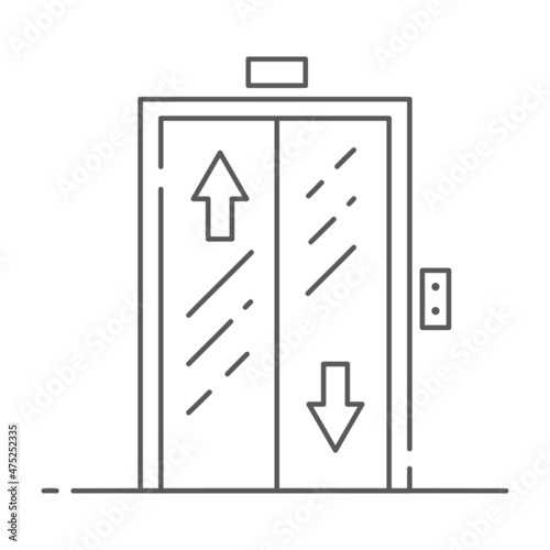Elevator icon. Lift outline illustration. Interior of hotel lobby. Vector