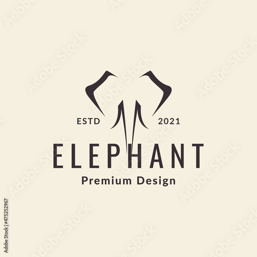 hipster minimal face elephant logo design vector graphic symbol icon sign illustration creative idea