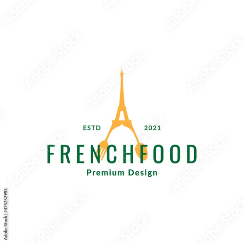 eiffel with spoon fork logo design vector graphic symbol icon sign illustration creative idea