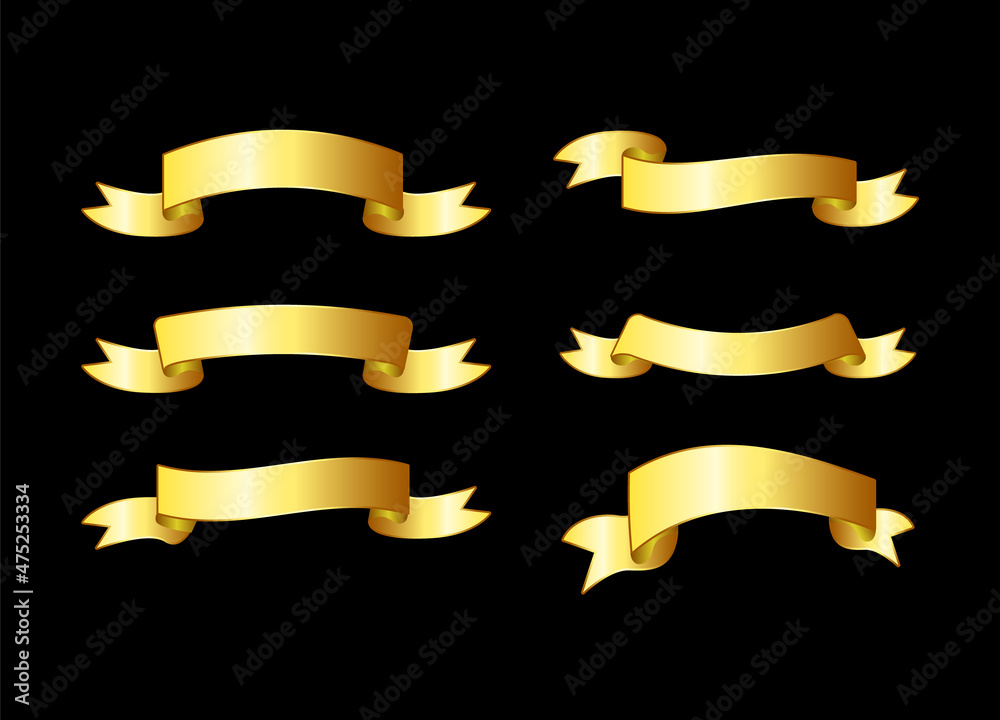 gold ribbon banner design collection