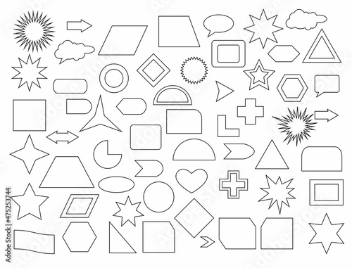 Set of Simple 2D geometric basic shapes vector. A collection of geometric shapes design. 