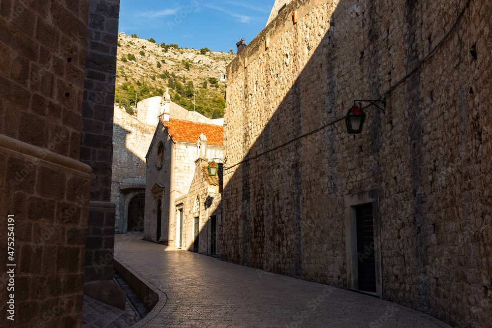 Downtown of Dubrovnik, streets and walls. Croatia