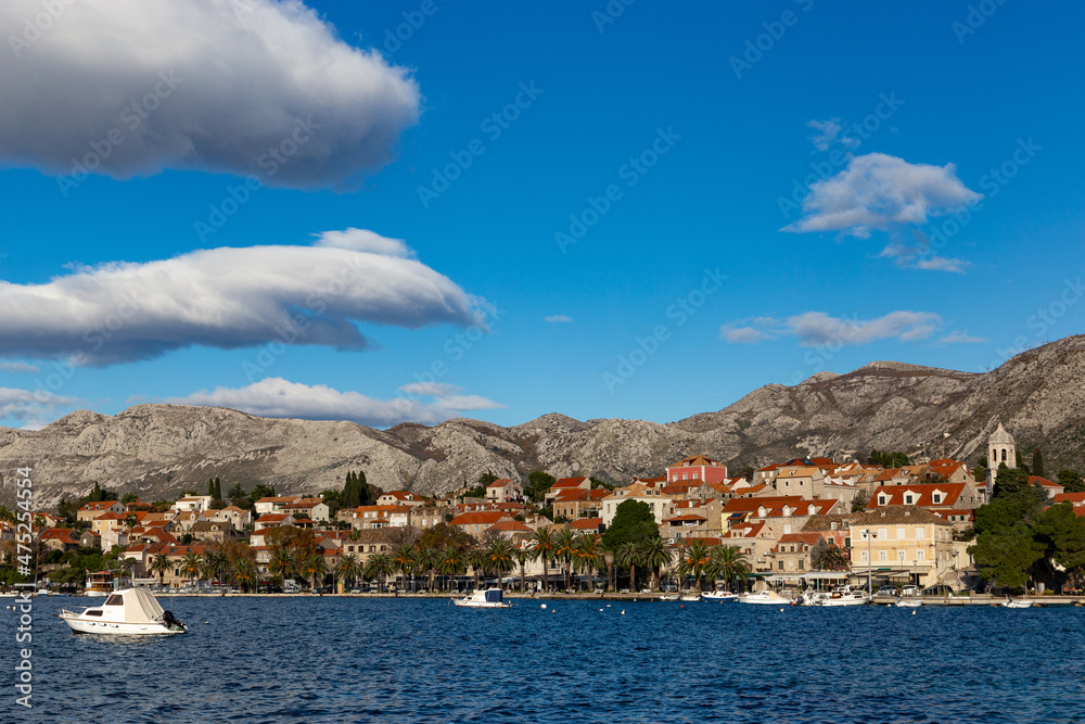 Blue sky over Cavtat. Well known tourist destination near Dubrovnik.