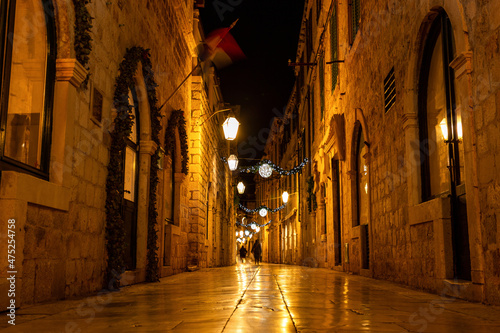 Night streets in magic historic city dubrovnik