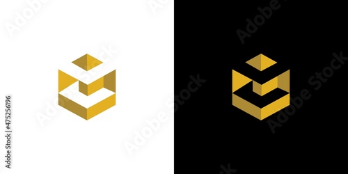 Modern and sophisticated LC letter initial construction logo design