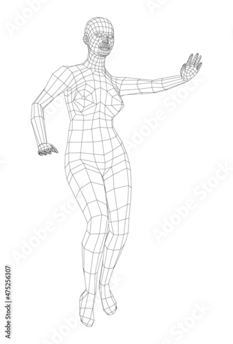 Wireframe ballerina in dance pose