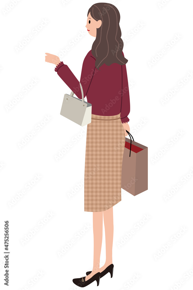 アイソメ ロングヘアの若い女性 買い物 後ろ姿
アイソメ ロングヘアの若い女性 買い物 後ろ姿