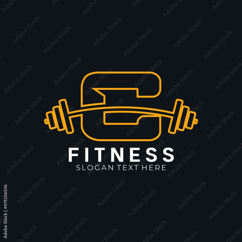 Letter C barbell logo, letter C with barbell logo in trendy flat style, fitness logo Letter C barbell logo, letter C with barbell logo in trendy flat style, fitness logo