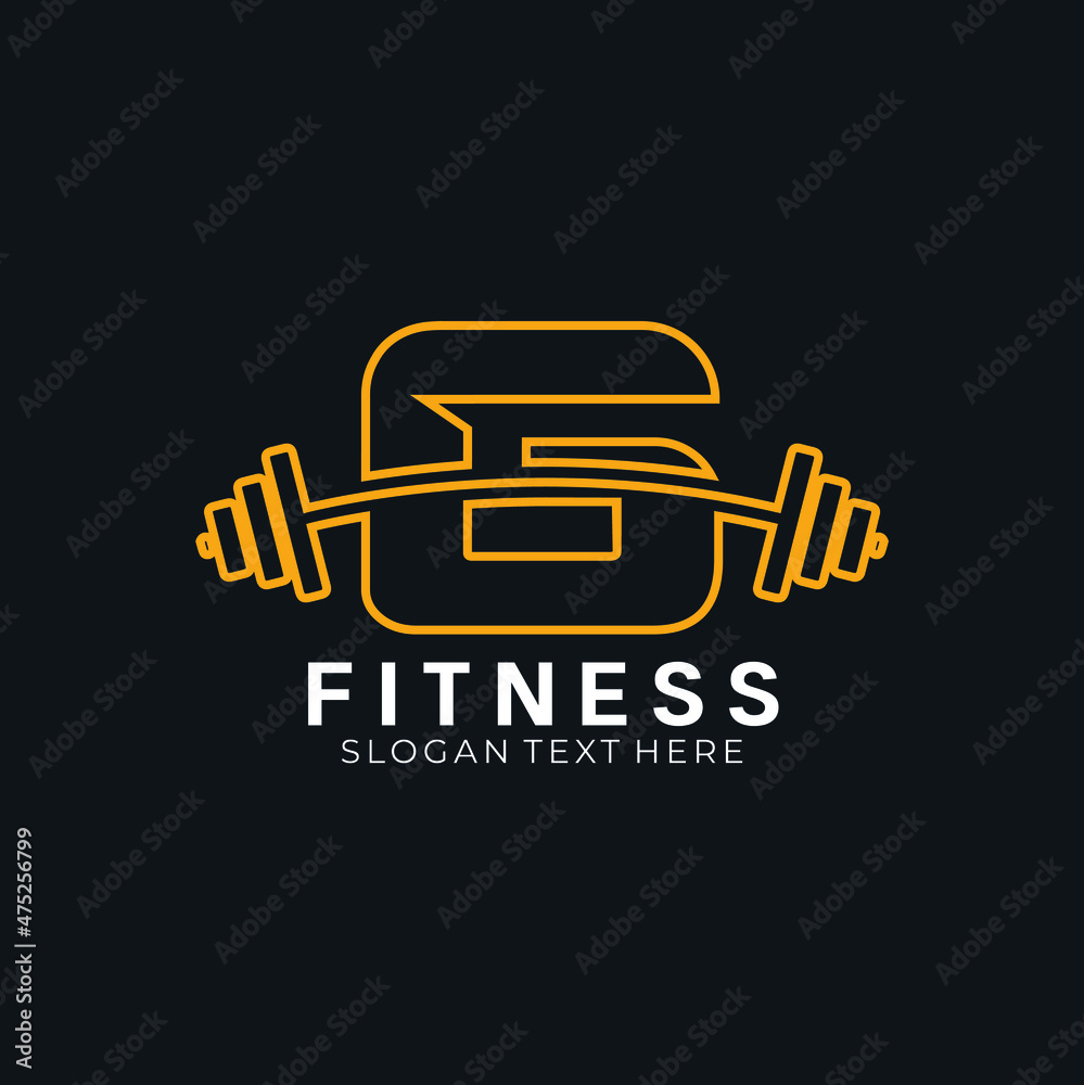 Letter G barbell logo, letter G with barbell logo in trendy flat style, fitness logo Letter G barbell logo, letter G with barbell logo in trendy flat style, fitness logo