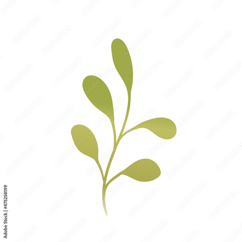 Hand drawn color leaf. Cute isolated element. Modern floral compositions. Tropic green branches. Vector stock illustration. Clip art for stationery, web design, wallpaper, card