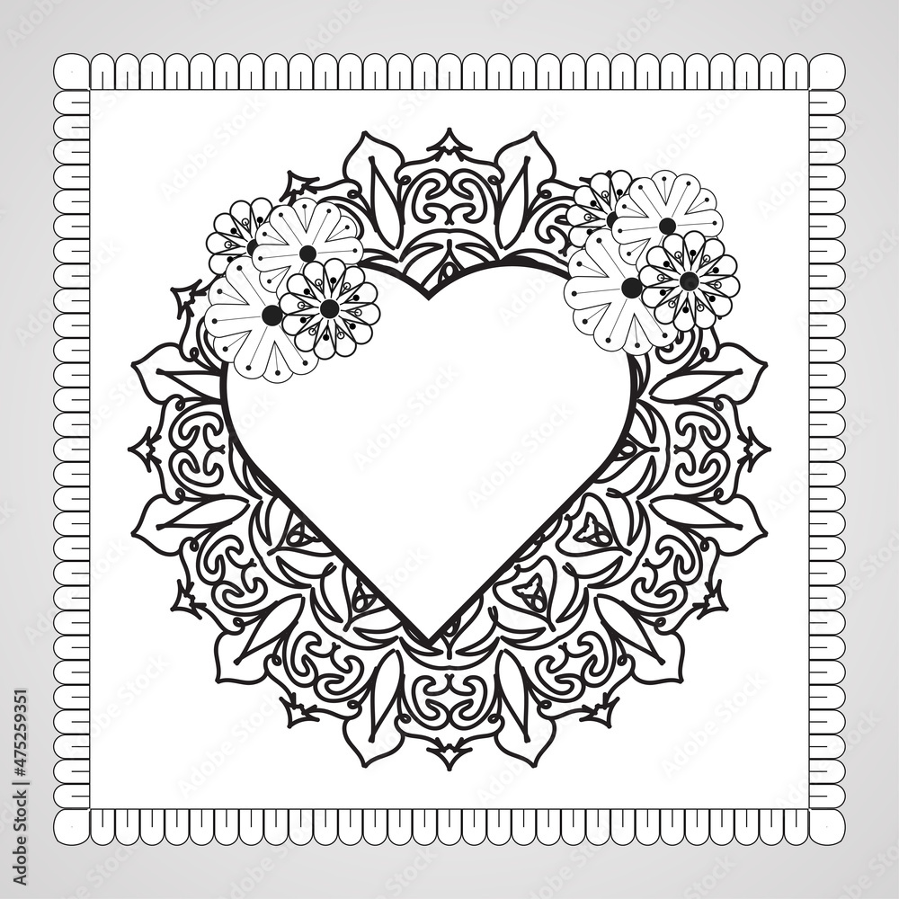 Hand drawn heart with mandala. decoration in ethnic oriental doodle ornament Hand drawn heart with mandala. decoration in ethnic oriental doodle ornament