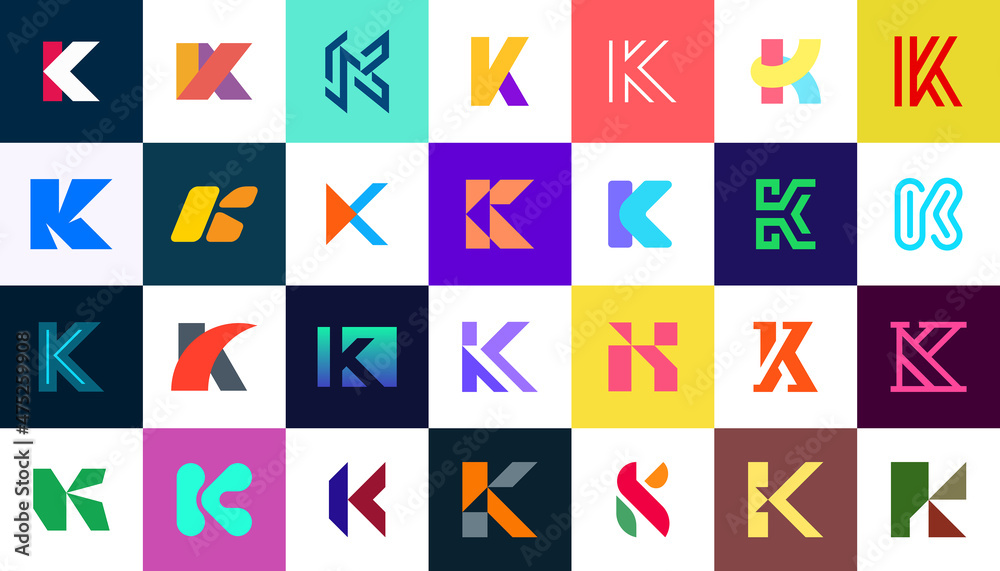 Abstract logos collection with letter K. Geometric abstract logos. Icon design Abstract logos collection with letter K. Geometric abstract logos. Icon design