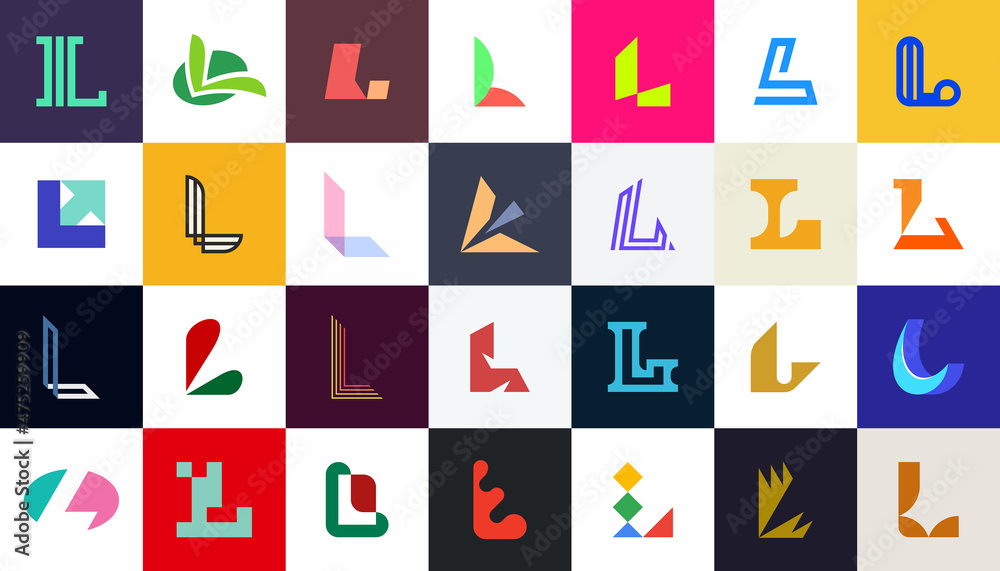 Abstract logos collection with letter L. Geometric abstract logos. Icon design Abstract logos collection with letter L. Geometric abstract logos. Icon design