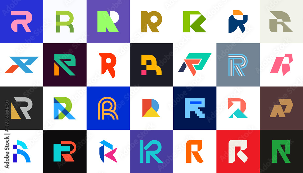 Abstract logos collection with letter R. Geometric abstract logos. Icon design Abstract logos collection with letter R. Geometric abstract logos. Icon design