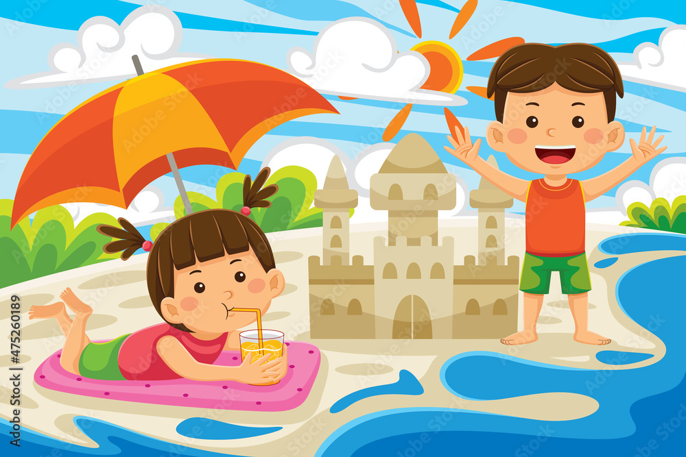 Kids Holiday in Flat Design Style