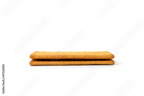 Cracker sandwich with chocolate filling isolated on white background.