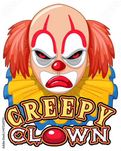 Scary clown with creepy clown logo