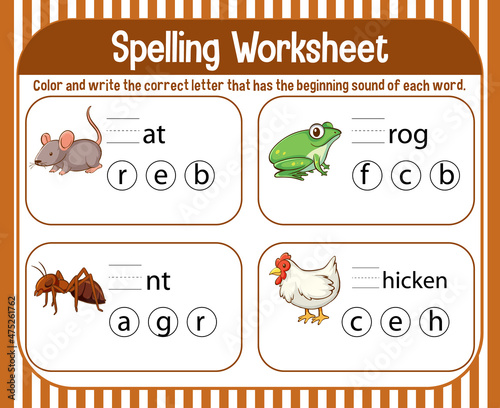 Spelling worksheet template for kids