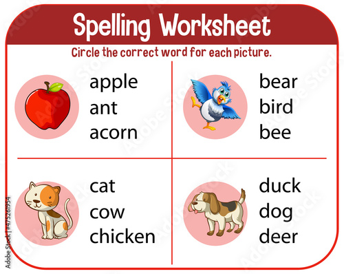 Spelling worksheet template for kids