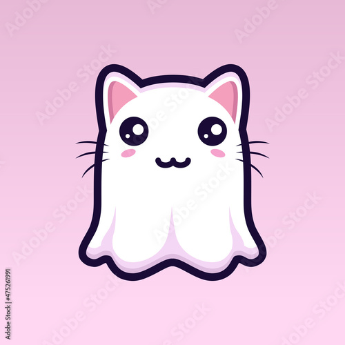 cute cat ghost character design