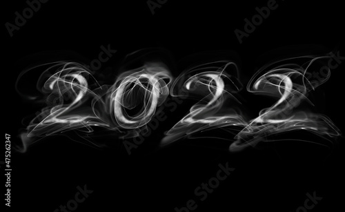 bright smoky numbers 2022 smoke on a black background