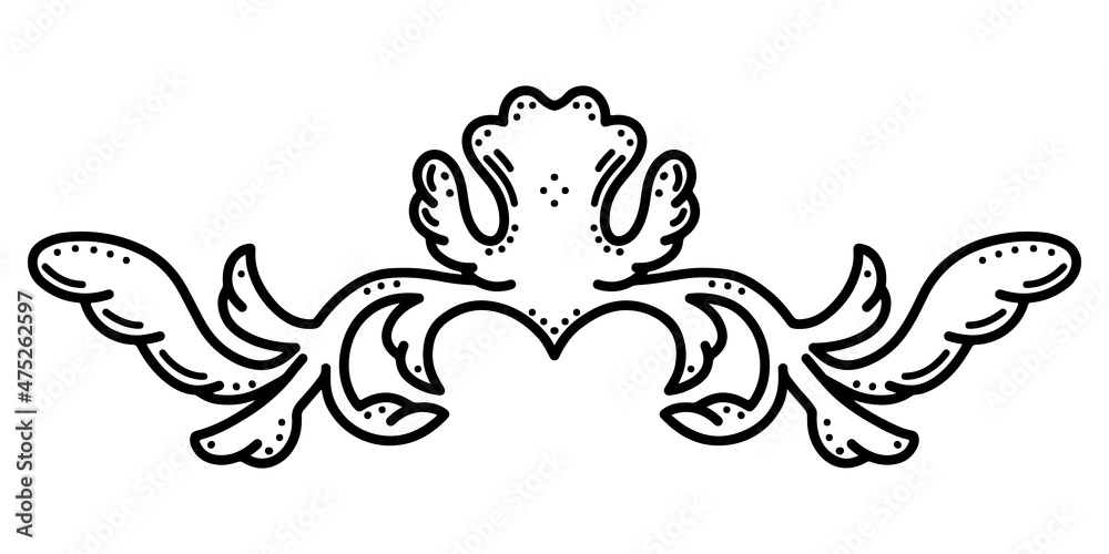 Decorative border floral ornament. Hand drawn vector illustration, isolated on a white background.	