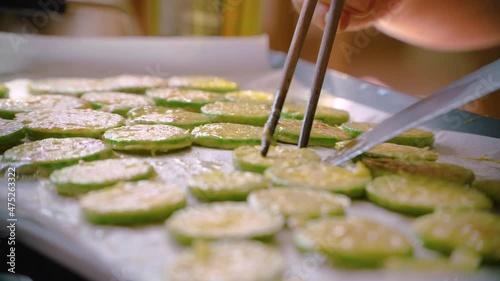 Pan-fried Zucchini, a Korean traditional holiday food photo