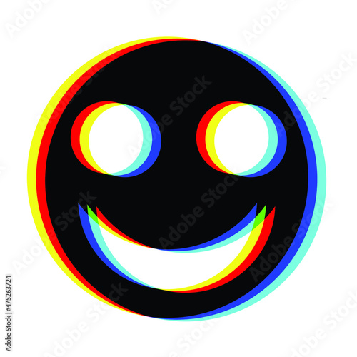 Glitch distorted geometric shape . Blurred emoji .Minimal art design . Noise destroyed emoticon logo . Trendy defect error shapes . Glitched frame .Broken effect .vector 