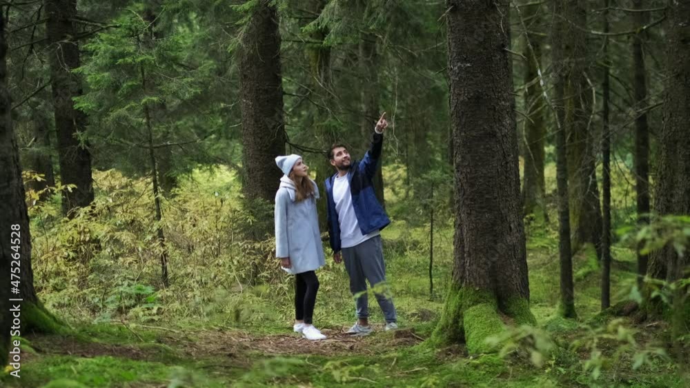 A good-looking young couple man and woman are looking around while walking on forest path. Adventure travel concept. 4k. slow motion.
enjoying outdoor vacation and healthy recreation. A good-looking young couple man and woman are looking around while walking on forest path. Adventure travel concept. 4k. slow motion.
enjoying outdoor vacation and healthy recreation.