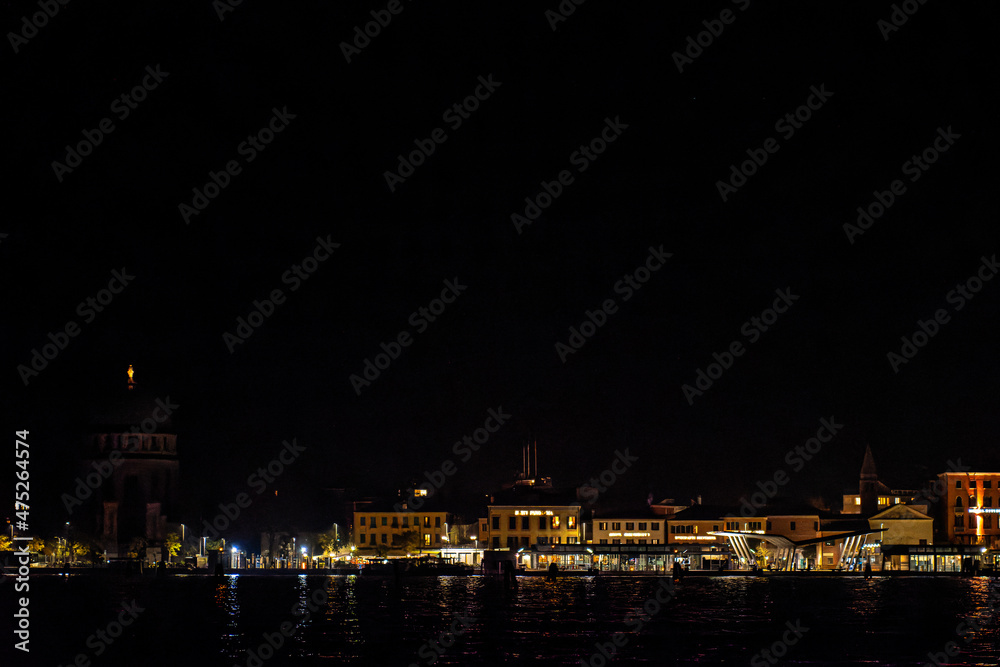 Venice at night. Lido island