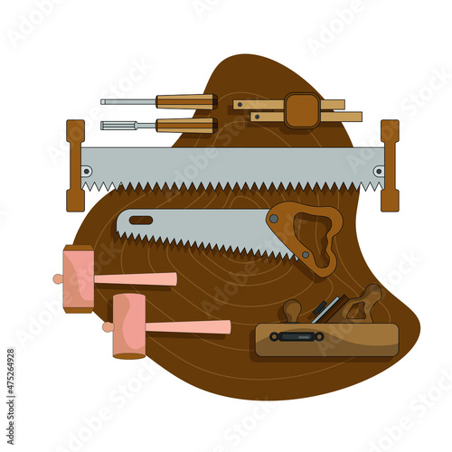 A set of tools for carpentry work. Elements for your design are ready. Vector illustration in cartoon style. EPS10