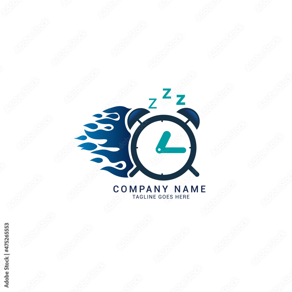 Fototapeta premium Sleep Clock Icon Logo Design with Fire Element