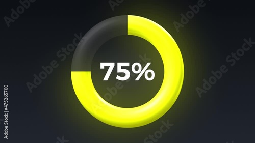 circle loading animation with yellow neon, on black background, 60fps